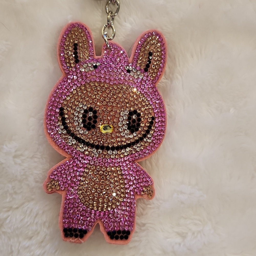 Labubu Sparkling Pink Keychain Bag Charm - Picture 2 of 3